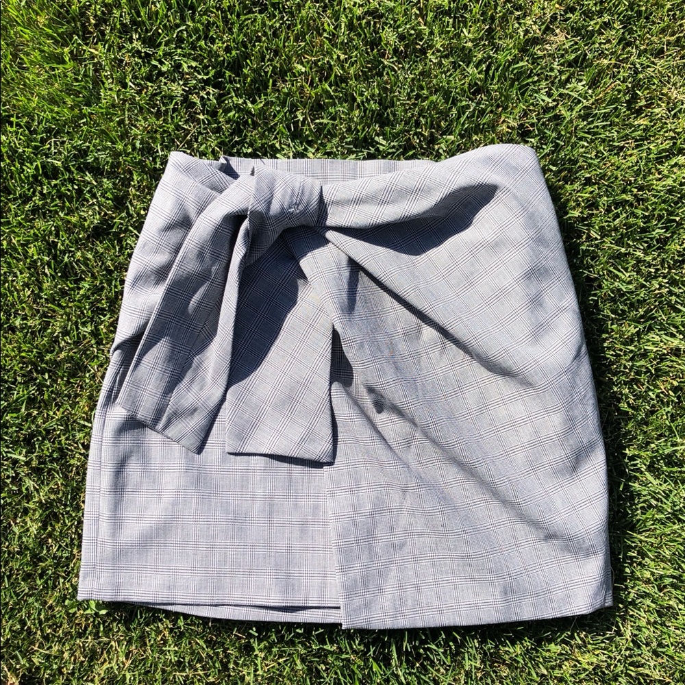 Zara Grey Plaid Skirt with Wrap/Tie